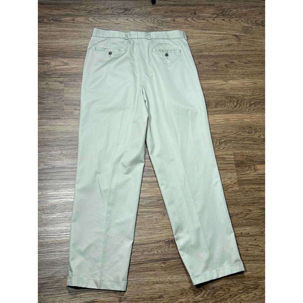 John Nordstrom Pants Men's 36x32 Supima Beige Pleated Khaki Classic Chino Dress - Picture 2 of 9
